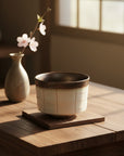 Banko-ware Gold Stripe Matcha Bowl & Tray Set