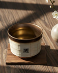 Banko-ware Gold Stripe Matcha Bowl & Tray Set