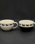 Mino Ware Black Cat Wide-mouth Cup Pair Set
