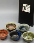 Mino-ware Five Glazes Sake Cup Set (5pcs)