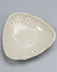 White Textured Floral Triangle Plate