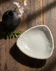 White Textured Floral Triangle Plate