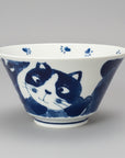Hand-painted Blue Cat Noodle Bowl