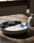 Hand-painted Indigo Grid Deep Plate