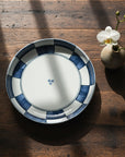 Hand-painted Indigo Grid Deep Plate