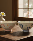 Mino-ware Moon & Rabbit Bowl Pair