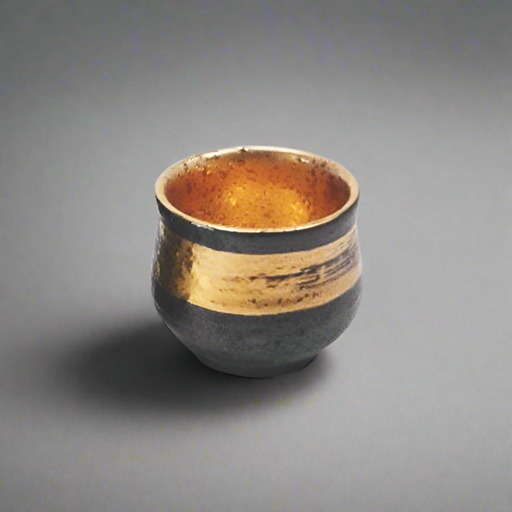 Fukui Craft Black Iron Rust Gold Sake Cup