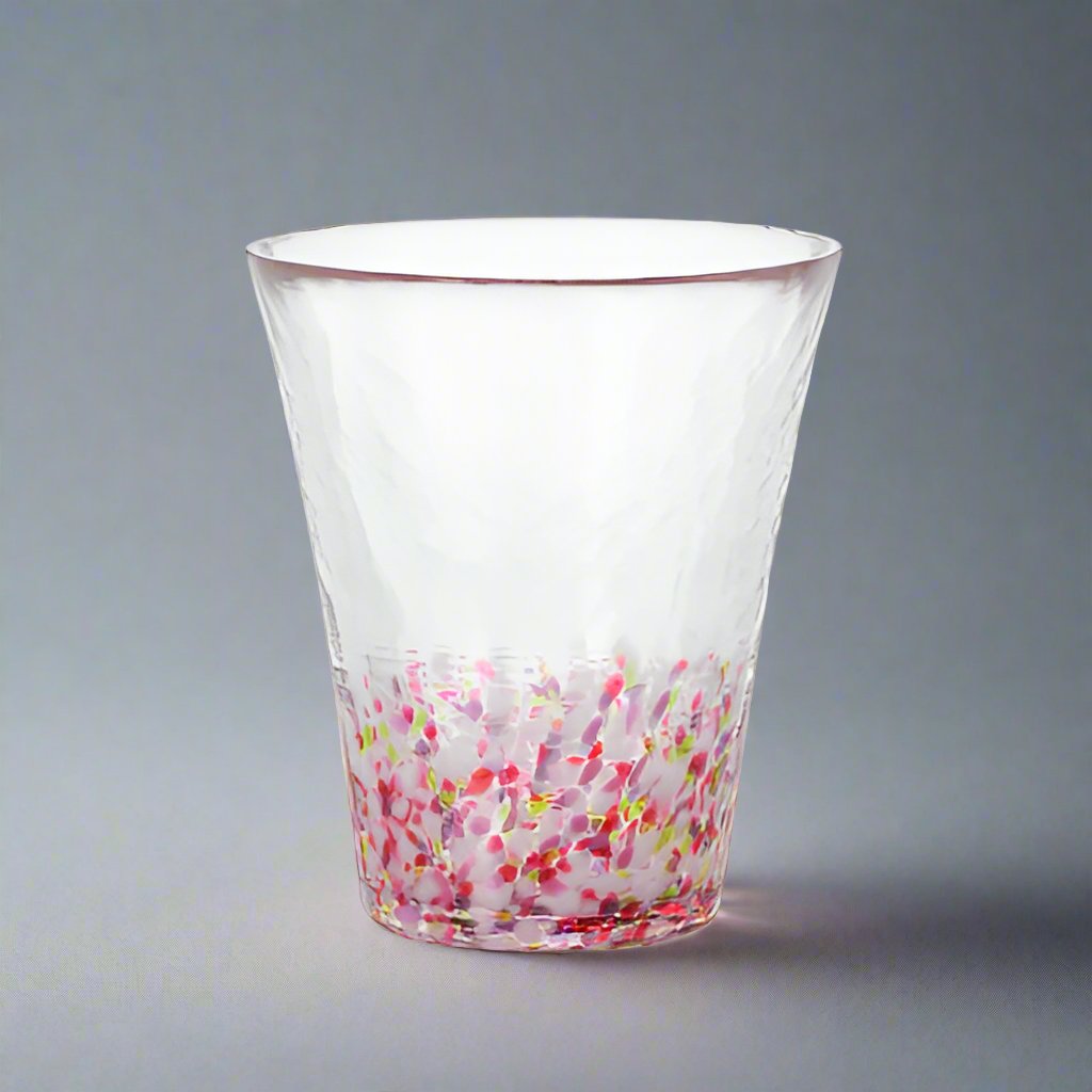 Tsugaru Vidro Japanese Glass Tumbler – Dancing Cherry Blossoms