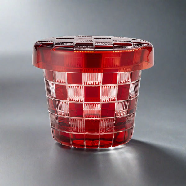 Hirota Glass Edo Kiriko Futachoko Glass with Lid - Ichimatsu 市松