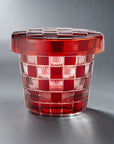 Hirota Glass Edo Kiriko Futachoko Glass with Lid - Ichimatsu 市松