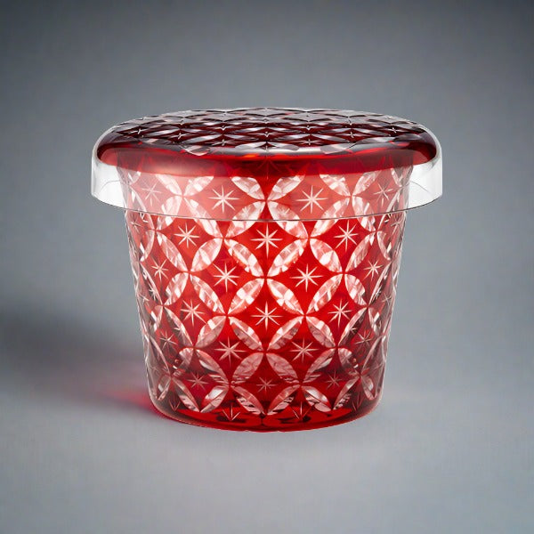 Hirota Edo Kiriko Futachoko Glass with Lid - Shippo 七宝