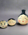 Mino-ware Okame Face Sake Set