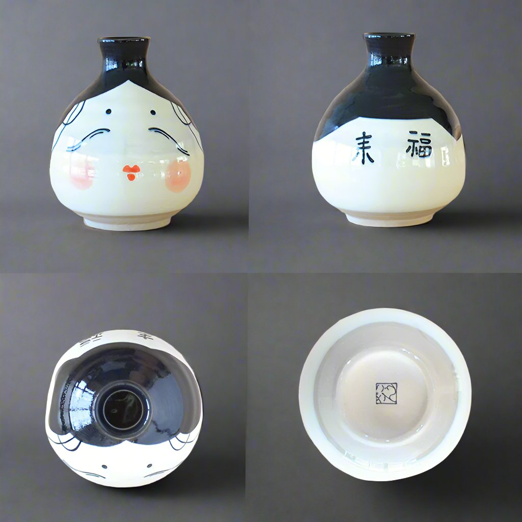 Mino-ware Okame Face Sake Set