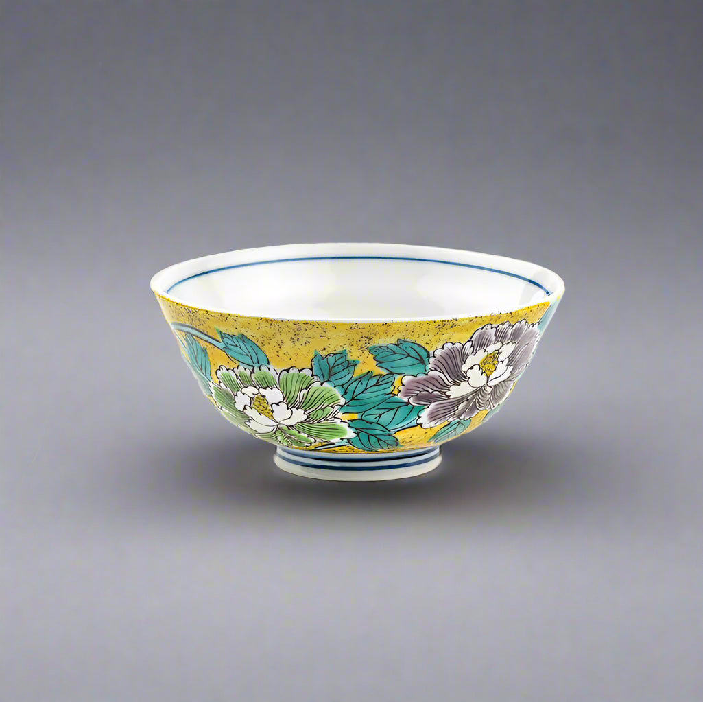 Kutani-ware Peony Flower Bowl Pair