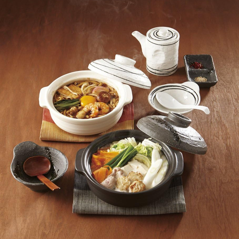Mino-ware Black and White Clay Pot