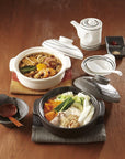 Mino-ware Black and White Clay Pot