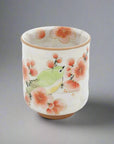 Asahido Kiyomizu ware Plum & Japanese White-Eye Teacup
