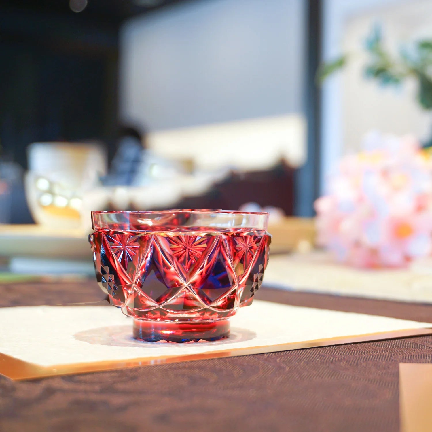 Satsuma Kiriko Two-tone Crystal Sake Glass - Sueru 寿恵瑠 (Three Colours)