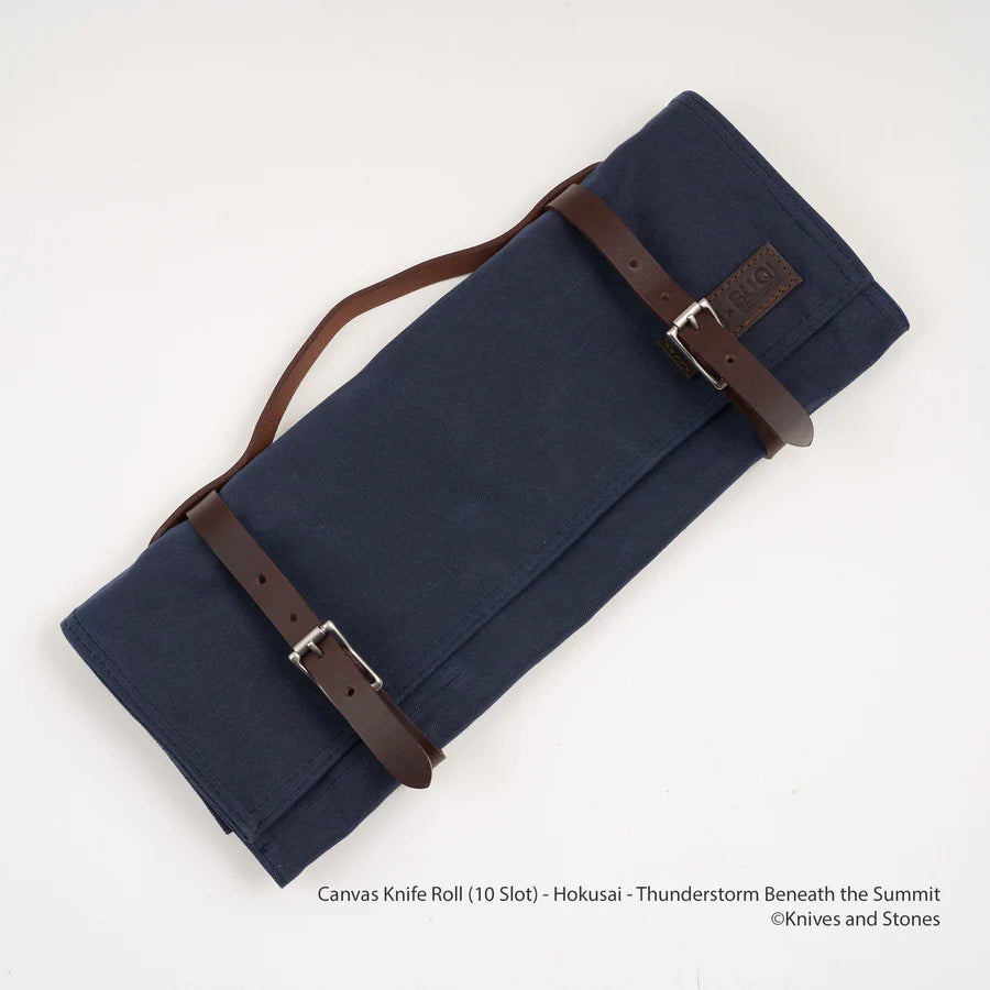 Canvas Knife Roll (10 Slot) - Hokusai - Thunderstorm Beneath the Summit