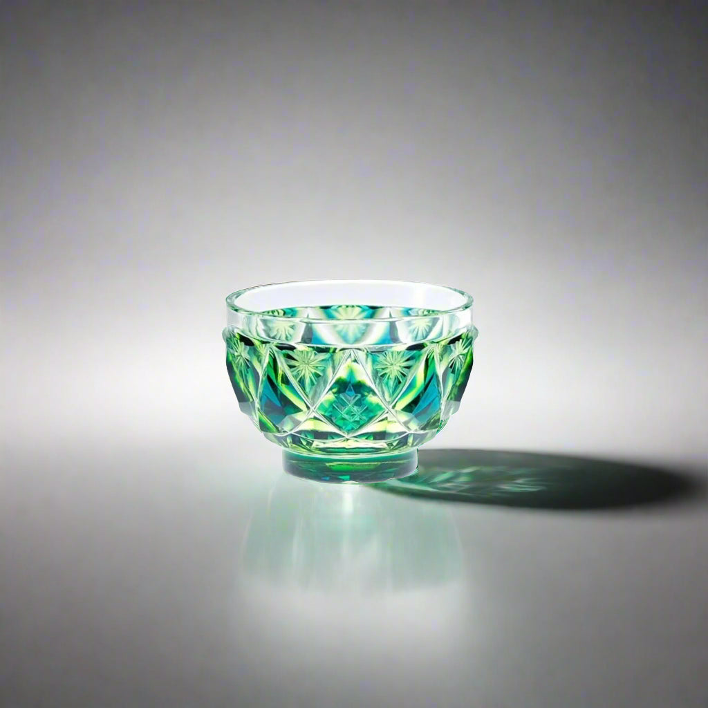 Satsuma Kiriko Two-tone Crystal Sake Glass - Sueru 寿恵瑠 (Three Colours)
