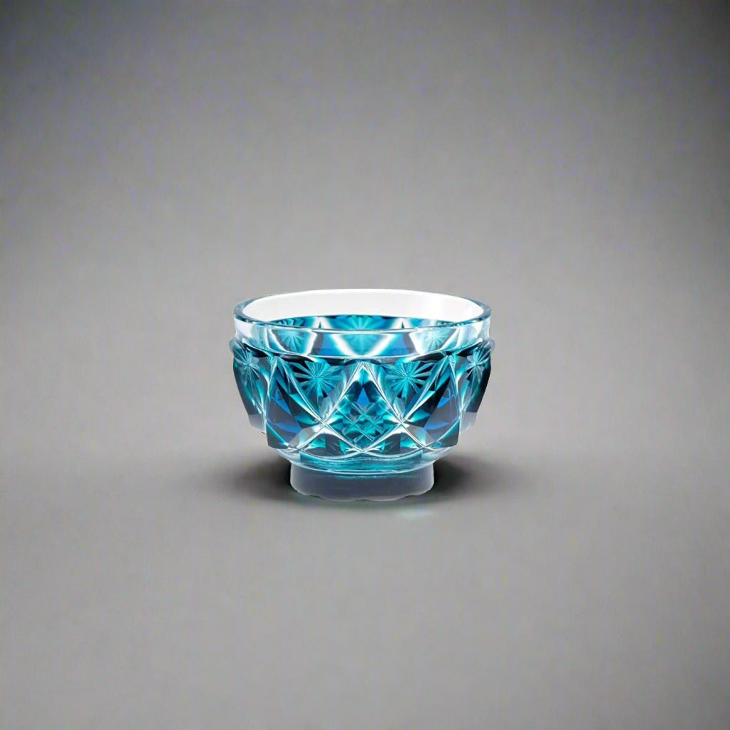 Satsuma Kiriko Two-tone Crystal Sake Glass - Sueru 寿恵瑠 (Three Colours)