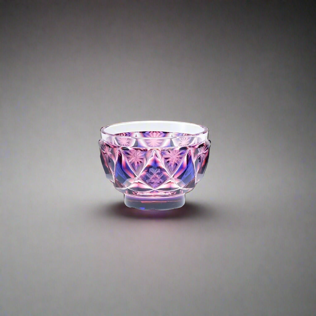 Satsuma Kiriko Two-tone Crystal Sake Glass - Sueru 寿恵瑠 (Three Colours)
