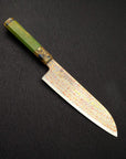 Hatsukokoro Kujaku V-Toku-2 Santoku 180mm Rainbow Damascus Finish