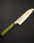 Hatsukokoro Kujaku V-Toku-2 Santoku 180mm Rainbow Damascus Finish