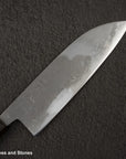 Hatsukokoro Blue 2 Damascus Migaki Santoku 180mm Ebony Handle