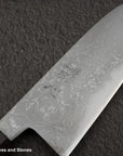 Hatsukokoro Blue 2 Damascus Migaki Santoku 180mm Ebony Handle