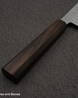 Hatsukokoro Blue 2 Damascus Migaki Santoku 180mm Ebony Handle