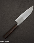 Hatsukokoro Blue 2 Damascus Migaki Santoku 180mm Ebony Handle