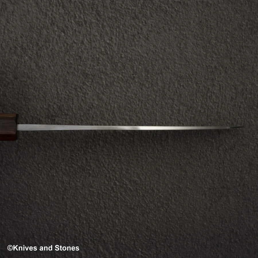Hatsukokoro Blue 2 Damascus Migaki Santoku 180mm Ebony Handle