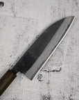 Motokyuuichi Kurosagi AS KU Santoku 165mm Kurouchi by Hatsukokoro Black Chacate