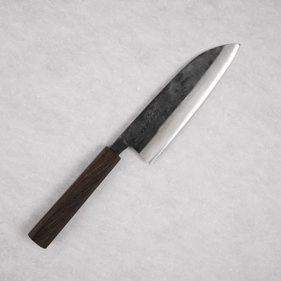 Hatsukokoro Shikkoku Blue 2 Kurouchi Damascus Santoku 165mm