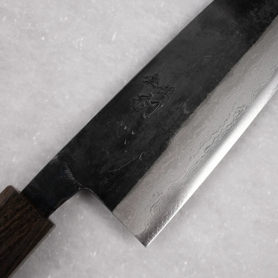 Hatsukokoro Shikkoku Blue 2 Kurouchi Damascus Santoku 165mm