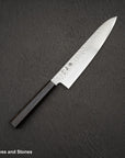 Hatsukokoro Hayabusa VG10 Damascus Tsuchime Gyuto 210mm Ebony Handle