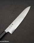 Hatsukokoro Hayabusa VG10 Damascus Tsuchime Gyuto 210mm Ebony Handle