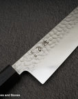 Hatsukokoro Hayabusa VG10 Damascus Tsuchime Gyuto 240mm Ebony Handle