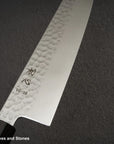 Hatsukokoro Hayabusa VG10 Damascus Tsuchime Gyuto 240mm Ebony Handle
