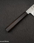 Hatsukokoro Hayabusa VG10 Damascus Tsuchime Santoku 180mm Ebony Handle