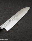Hatsukokoro Hayabusa VG10 Damascus Tsuchime Santoku 180mm Ebony Handle