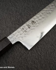 Hatsukokoro Hayabusa VG10 Damascus Tsuchime Santoku 180mm Ebony Handle