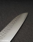 Hatsukokoro Hayabusa VG10 Damascus Tsuchime Santoku 180mm Ebony Handle