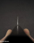 Hatsukokoro Hayabusa VG10 Damascus Tsuchime Santoku 180mm Ebony Handle