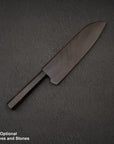 Hatsukokoro Hayabusa VG10 Damascus Tsuchime Santoku 180mm Ebony Handle