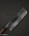 Hatsukokoro Kumokage Blue 2 Kurouchi Damascus Nakiri 165mm Black Chacate