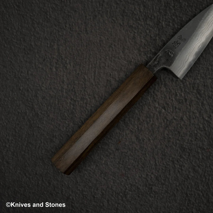 Hatsukokoro Kumokage Blue 2 Kurouchi Damascus Paring 80mm Black Chacate