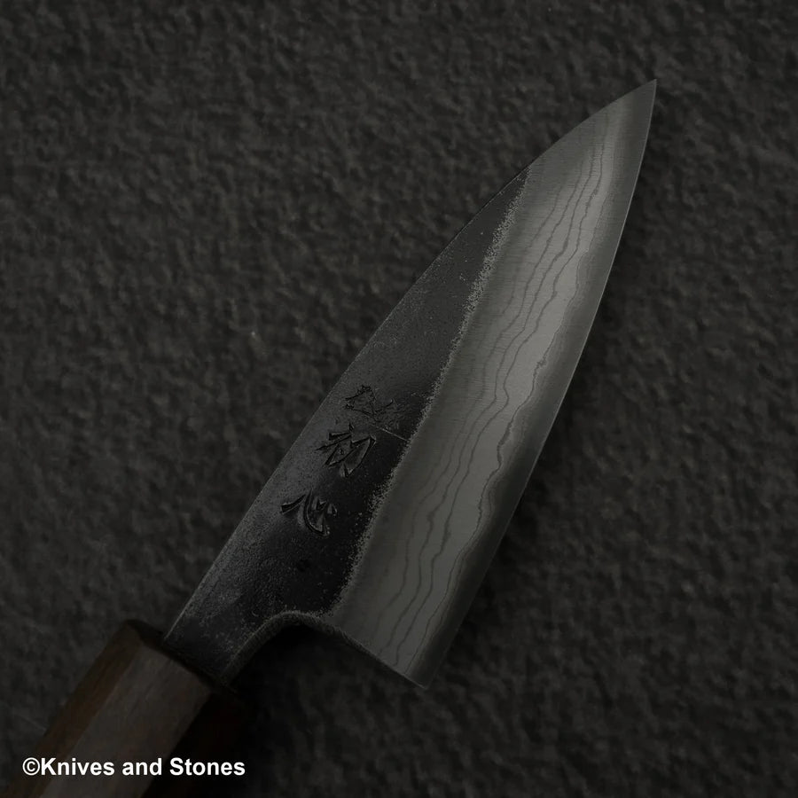 Hatsukokoro Kumokage Blue 2 Kurouchi Damascus Paring 80mm Black Chacate