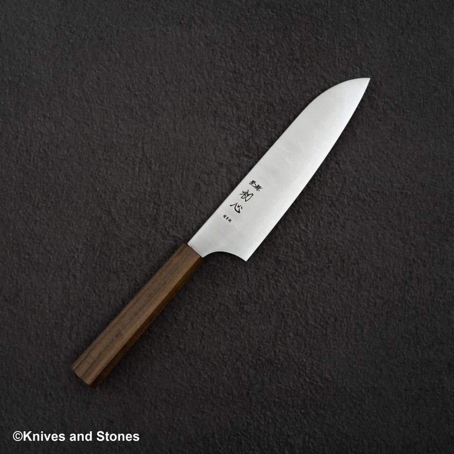Hatsukokoro Hayabusa Aogami Super Migaki Santoku 180mm Black Chacate